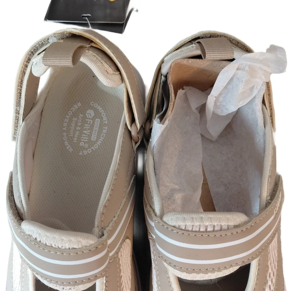 FitVille FlexiWalk Mary Jane Recovery Sneakers Wide Comfort Sandal Size 8 EW